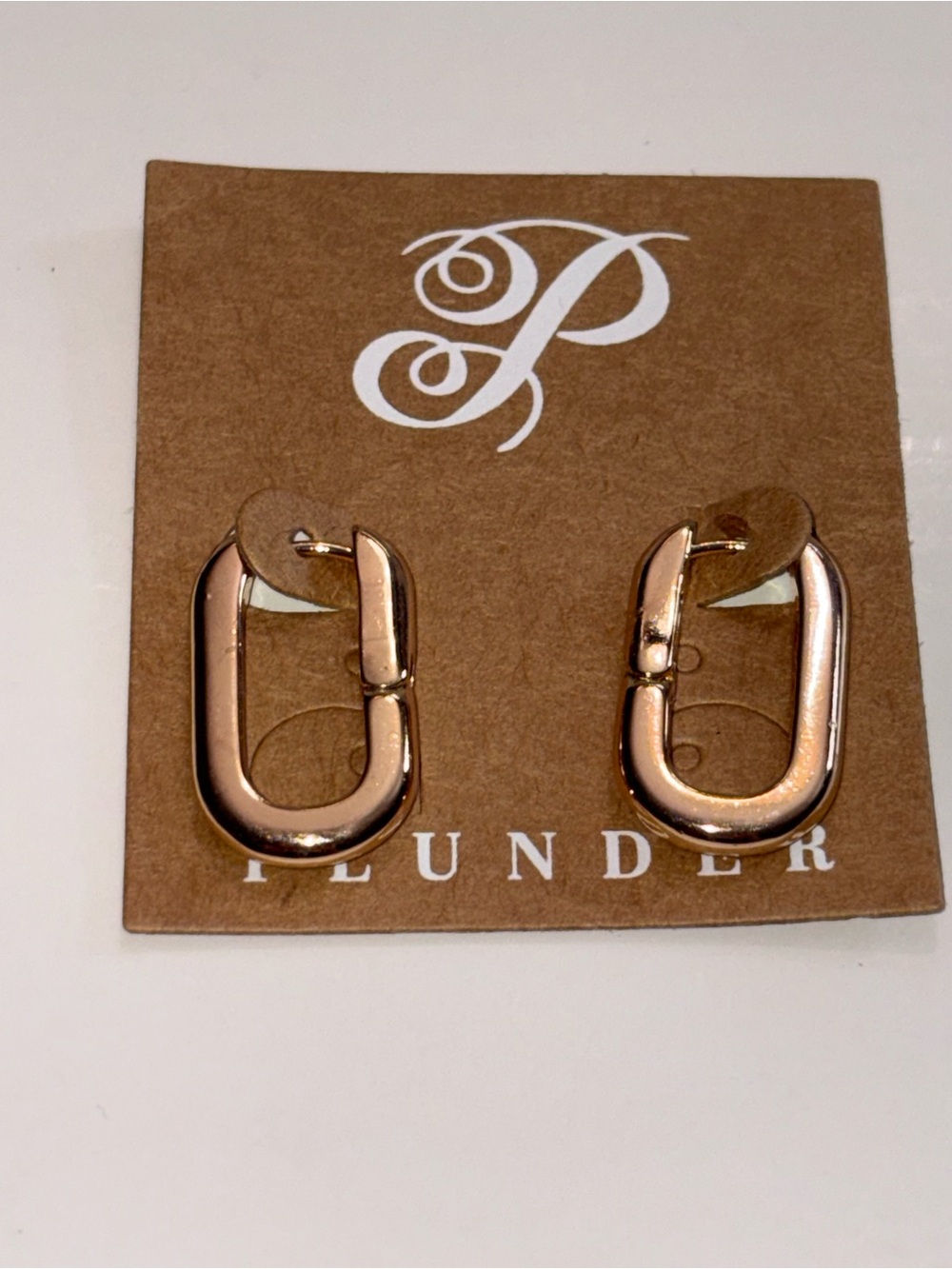 Plunder Rose Gold Oval Link Hoop Earrings